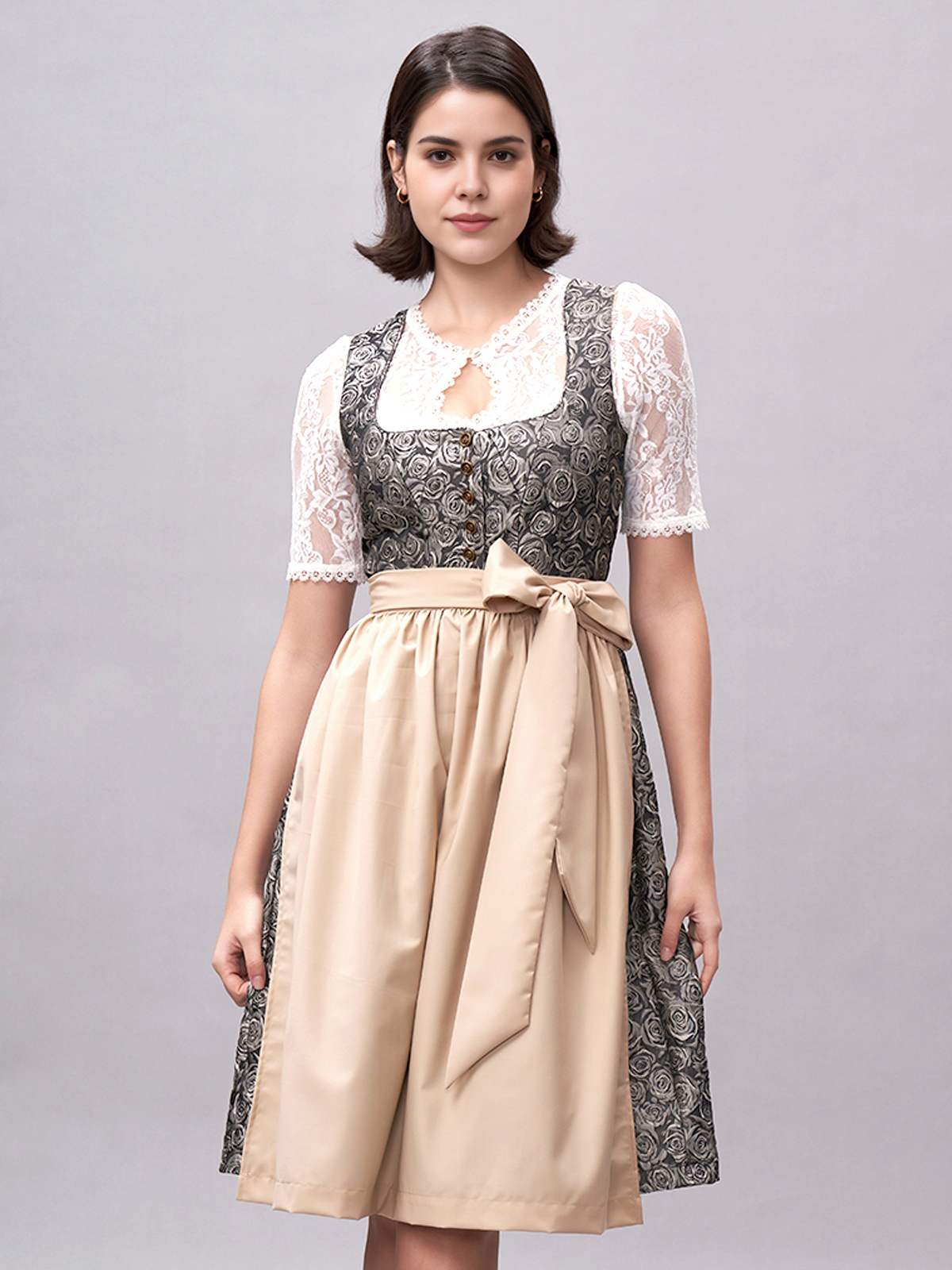 Dirndl in Gelb mit roter Bluse
