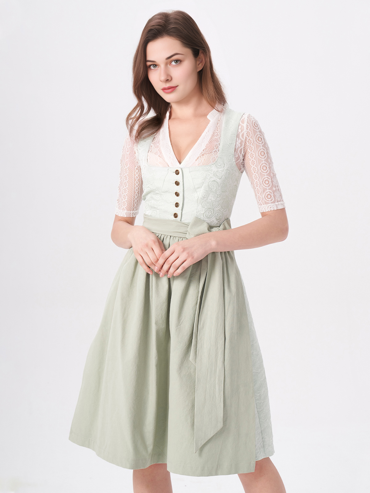 Elegante grüne Dirndlbluse lang