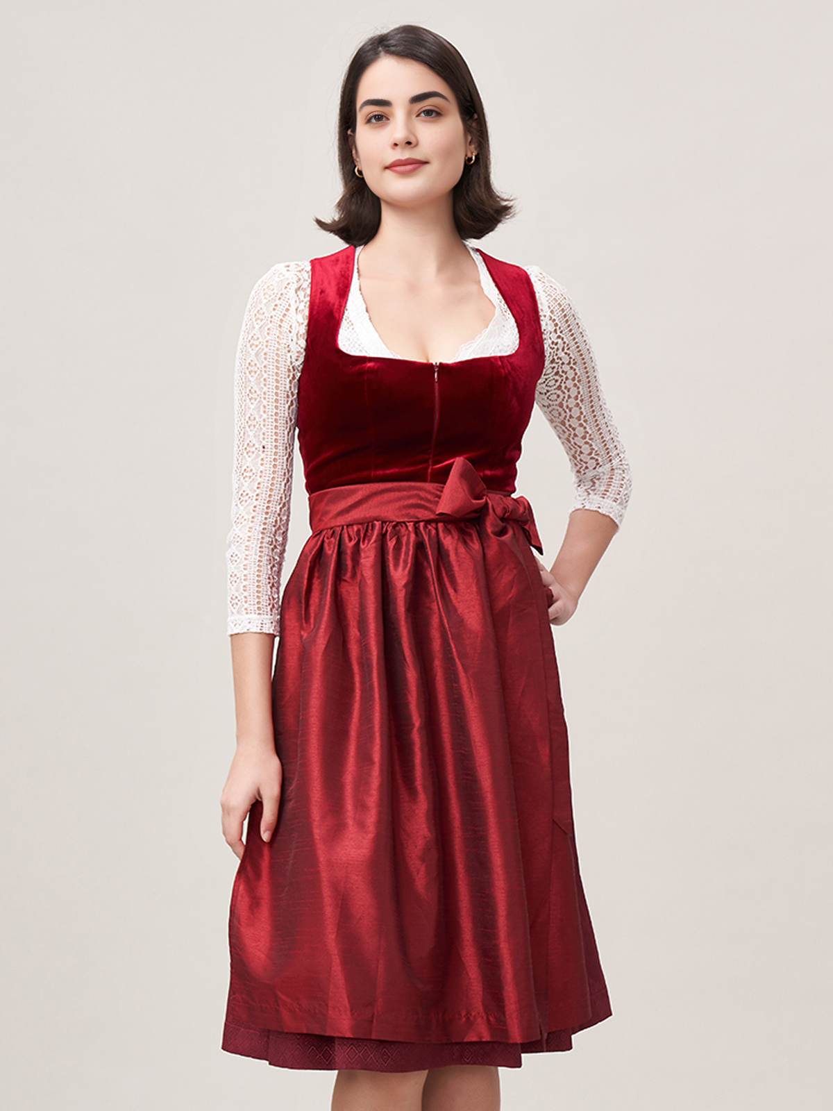 Modernes Dirndl in grau-grün