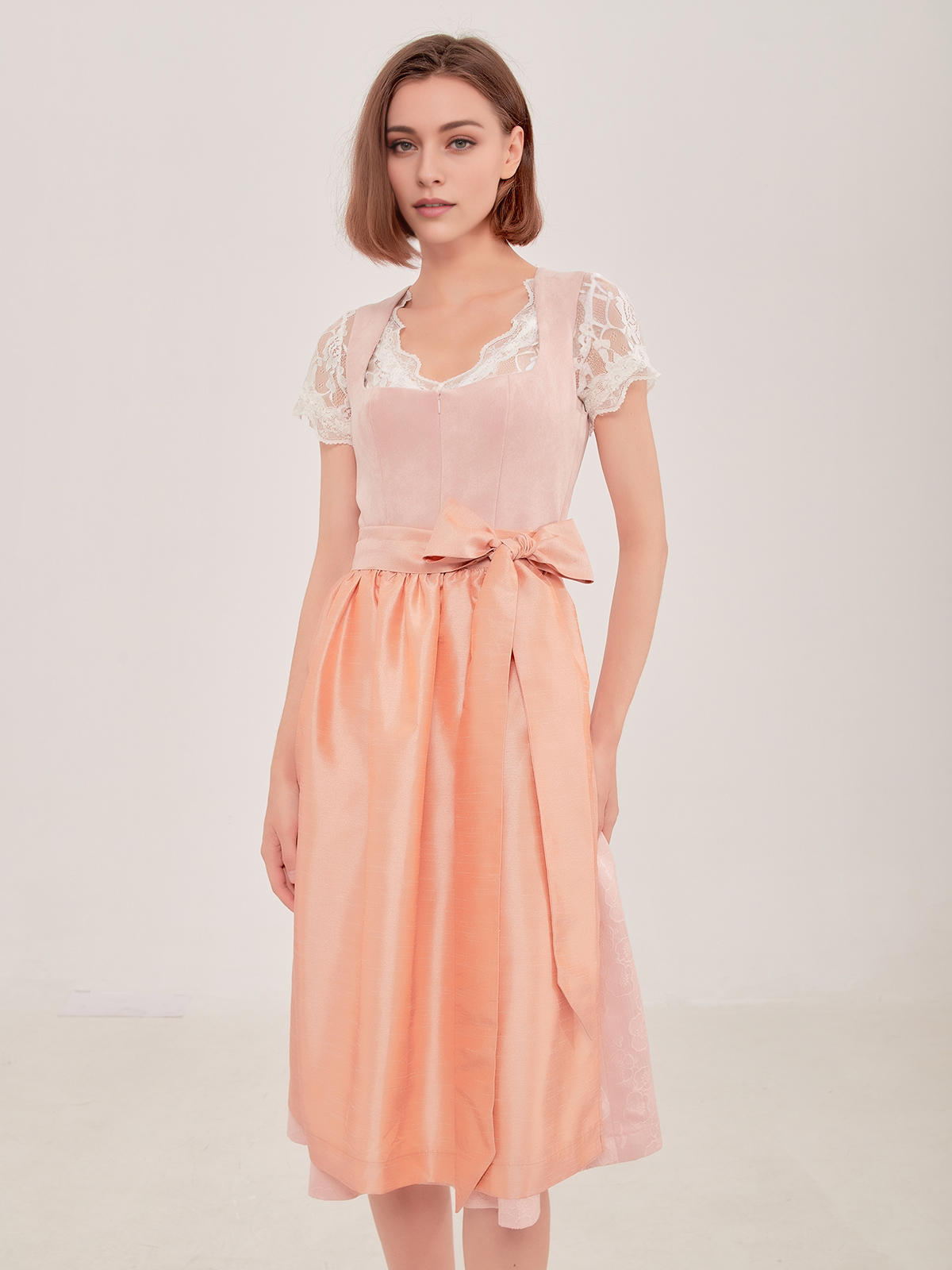 Dirndl Bluse Langarm in Rosa