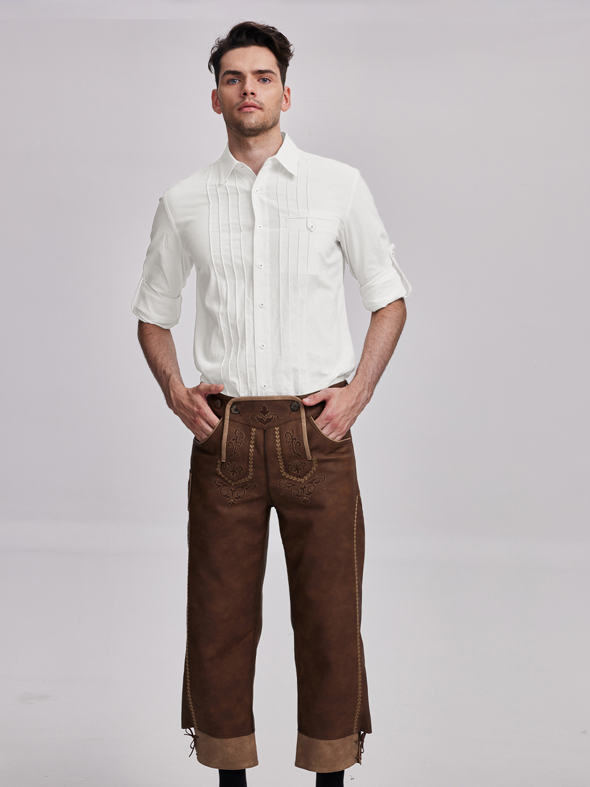 Dirndl grau rosa mit weißer Bluse