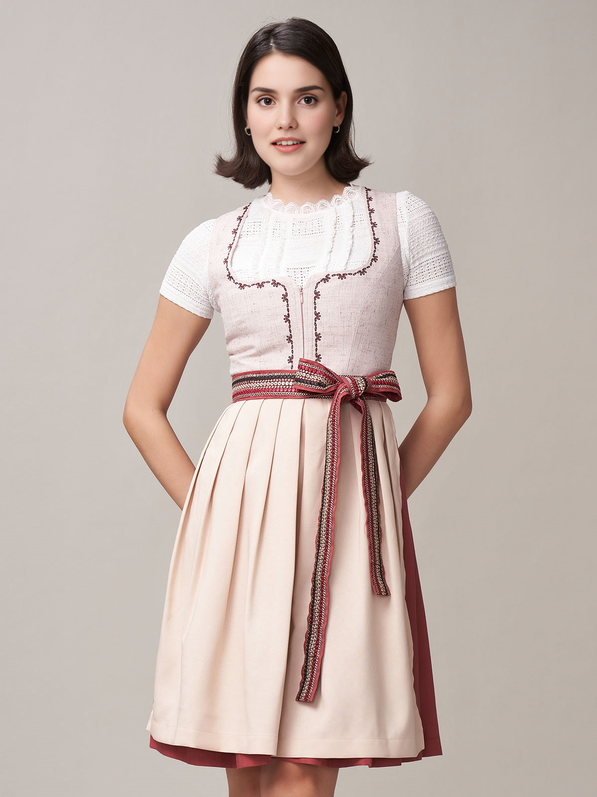 Elegantes langes Dirndl in Rosa